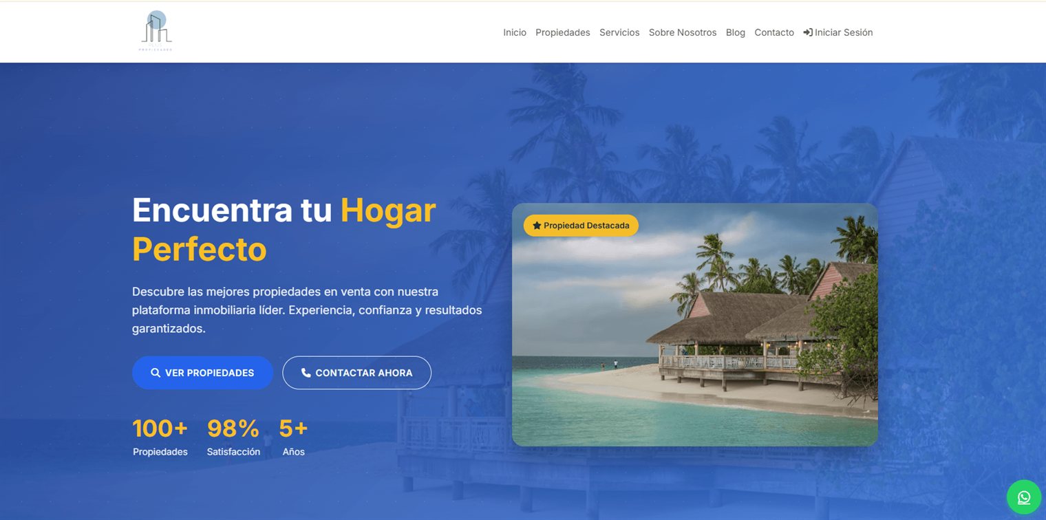 Panel del sistema de gestión inmobiliaria